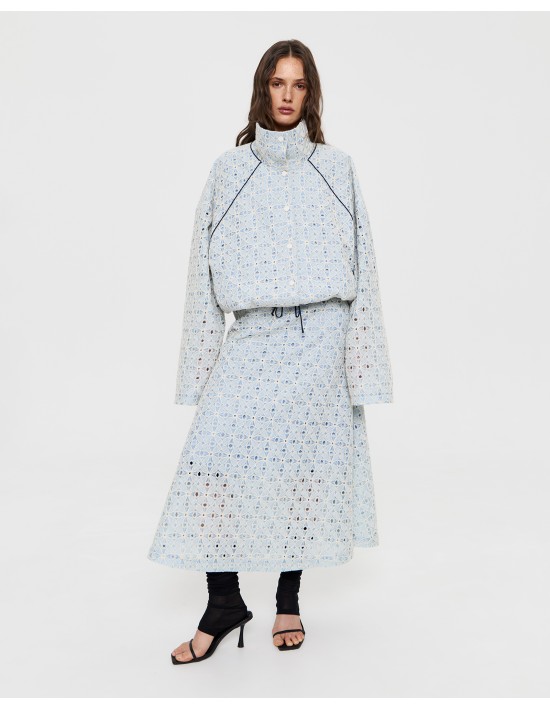 Юбка из перфорированного хлопка в голубом цвете