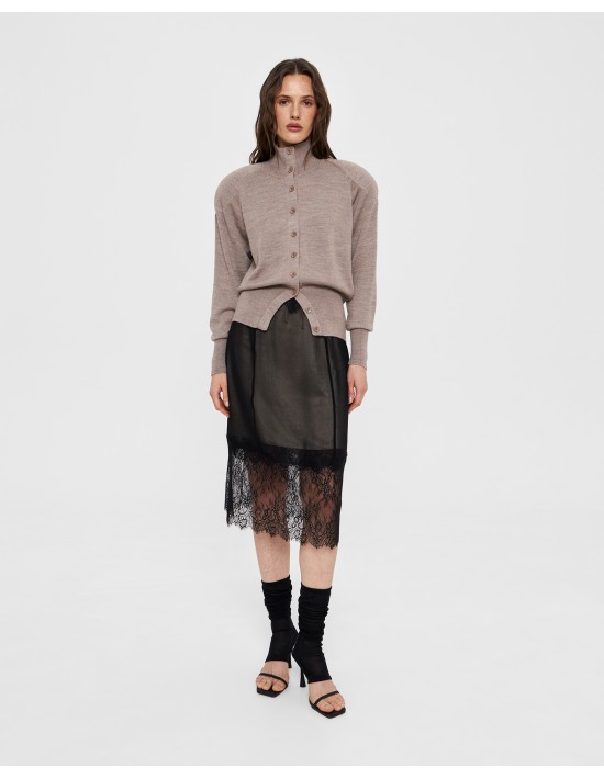 Кардиган с подплечниками в кофейном цвете