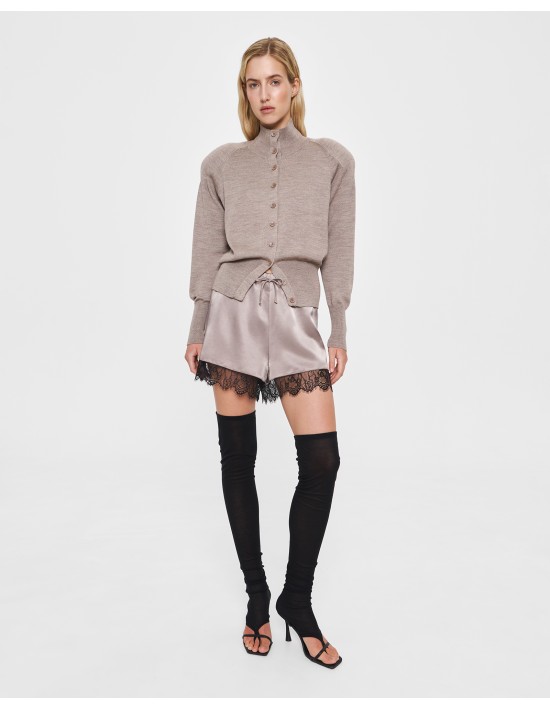 Шортики в бельевом стиле в кофейном цвете