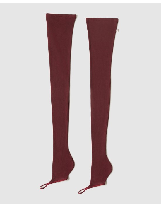 Чулки из тонкого трикотажа в бордовом цвете