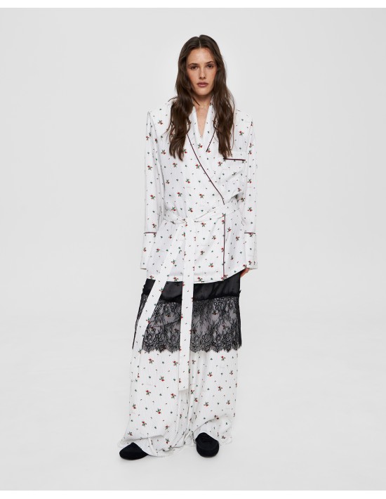 Пижамная рубашка в цветочек