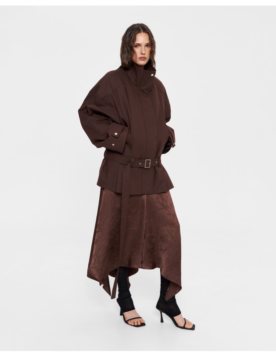 Тренч-бомбер в шоколадном цвете
