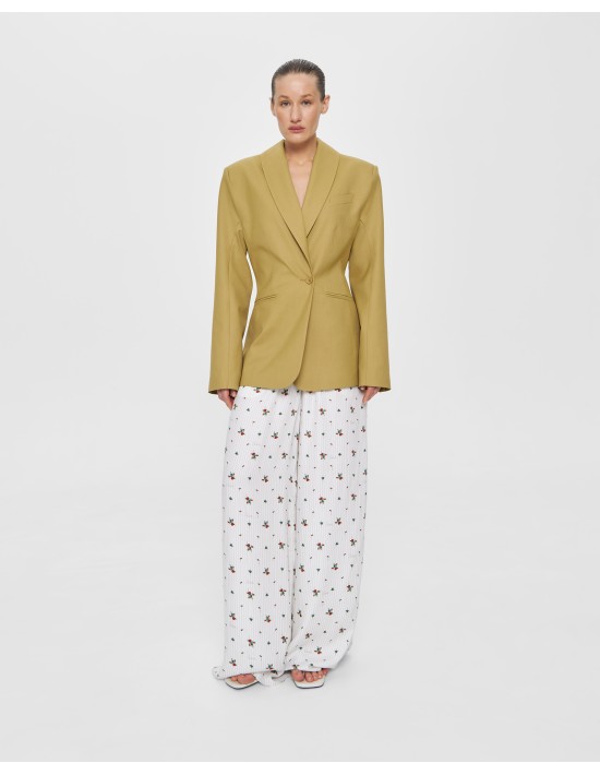 Приталенный жакет с шалевым воротником в оливковом цвете