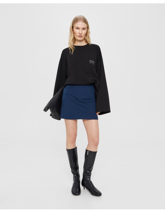 Юбка длины мини из трикотажа в синем цвете