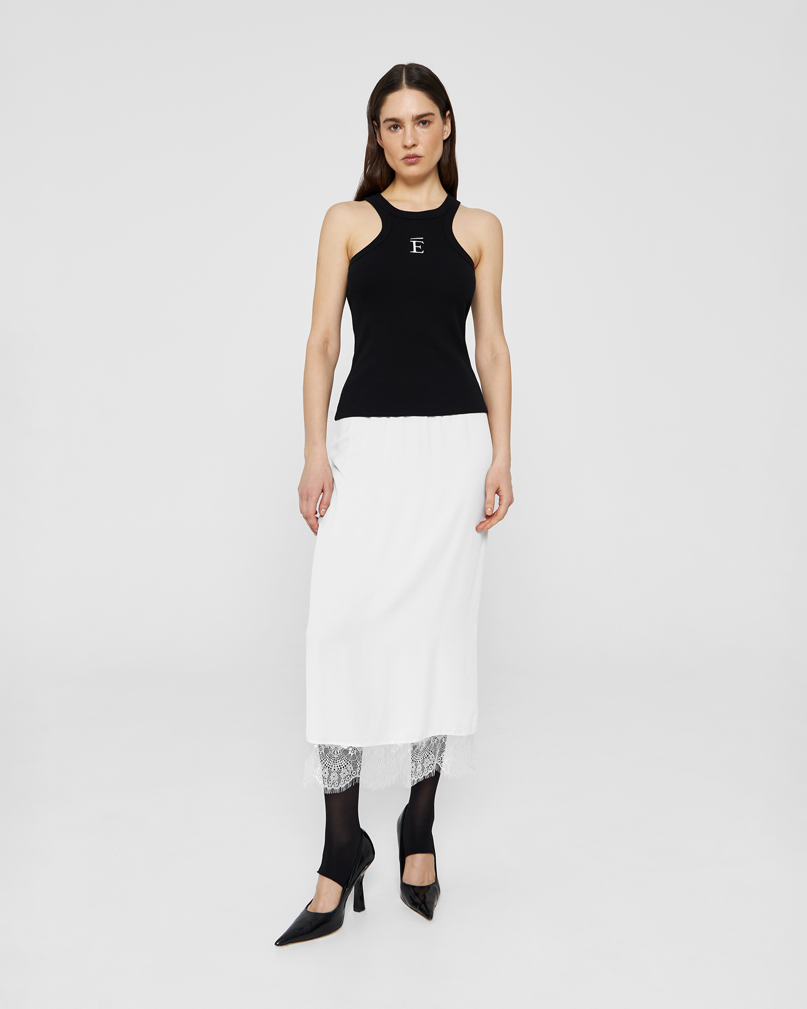 Юбка - подъюбник с кружевом в белом цвете