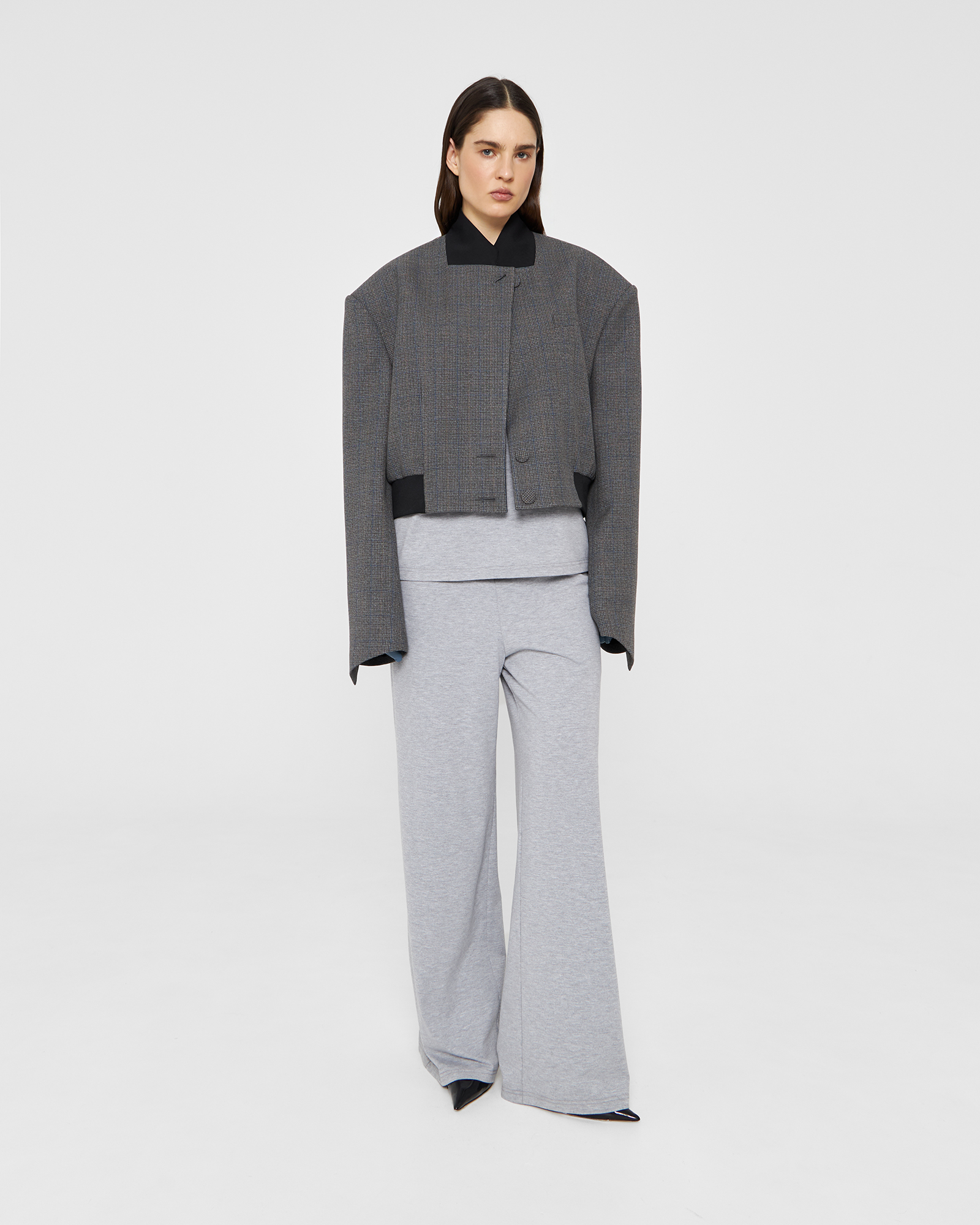 Пиджак - бомбер в серую клетку