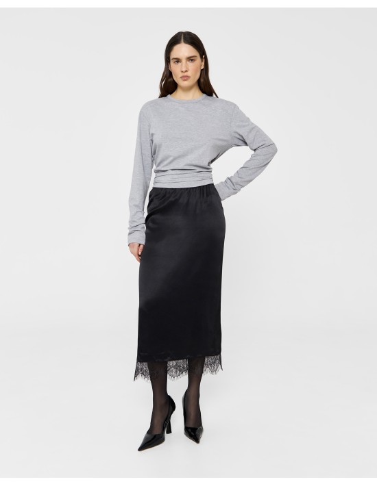 Юбка - подъюбник с кружевом в чёрном цвете