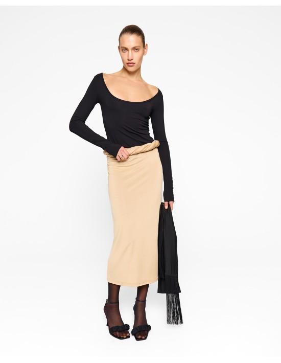 Юбка со жгутом в телесном цвете