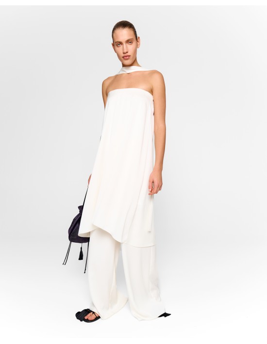 Топ-платье со съемным шарфом в сливочном цвете