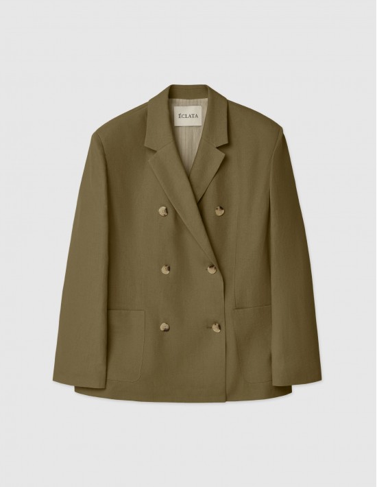 Жакет изо льна облегченный в цвете хаки