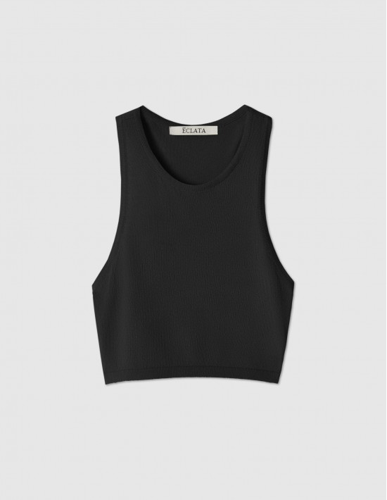 Кроп-топ из тонкого трикотажа в черном цвете