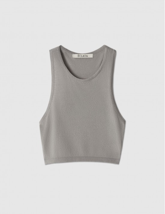 Кроп-топ из тонкого трикотажа в сером цвете