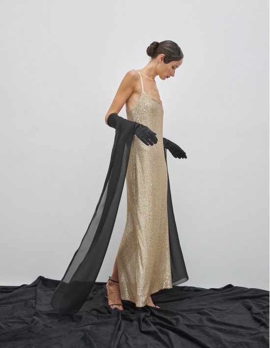 Платье - комбинация naked в золотом цвете