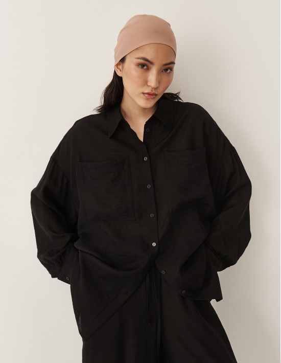 Полупрозрачная рубашка - superover в черном цвете